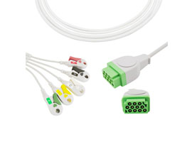 A5156-EC0 GE Marquette 호환 직접 연결 ECG 케이블 5 리드 클립, IEC 11pin